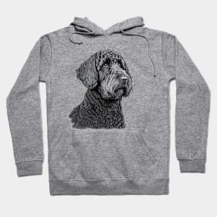 [AI Art] Portrait of a Black Labradoodle, Line Art Hoodie